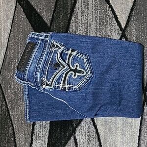 ROCK REVIVAL CELINE BLACK SEQUINS CAPRI DENIM JEAN